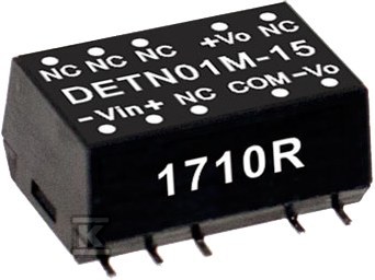 Moduł DC/DC 1W 12V±10%/ ±12V ±0.042A - DETN01M-12
