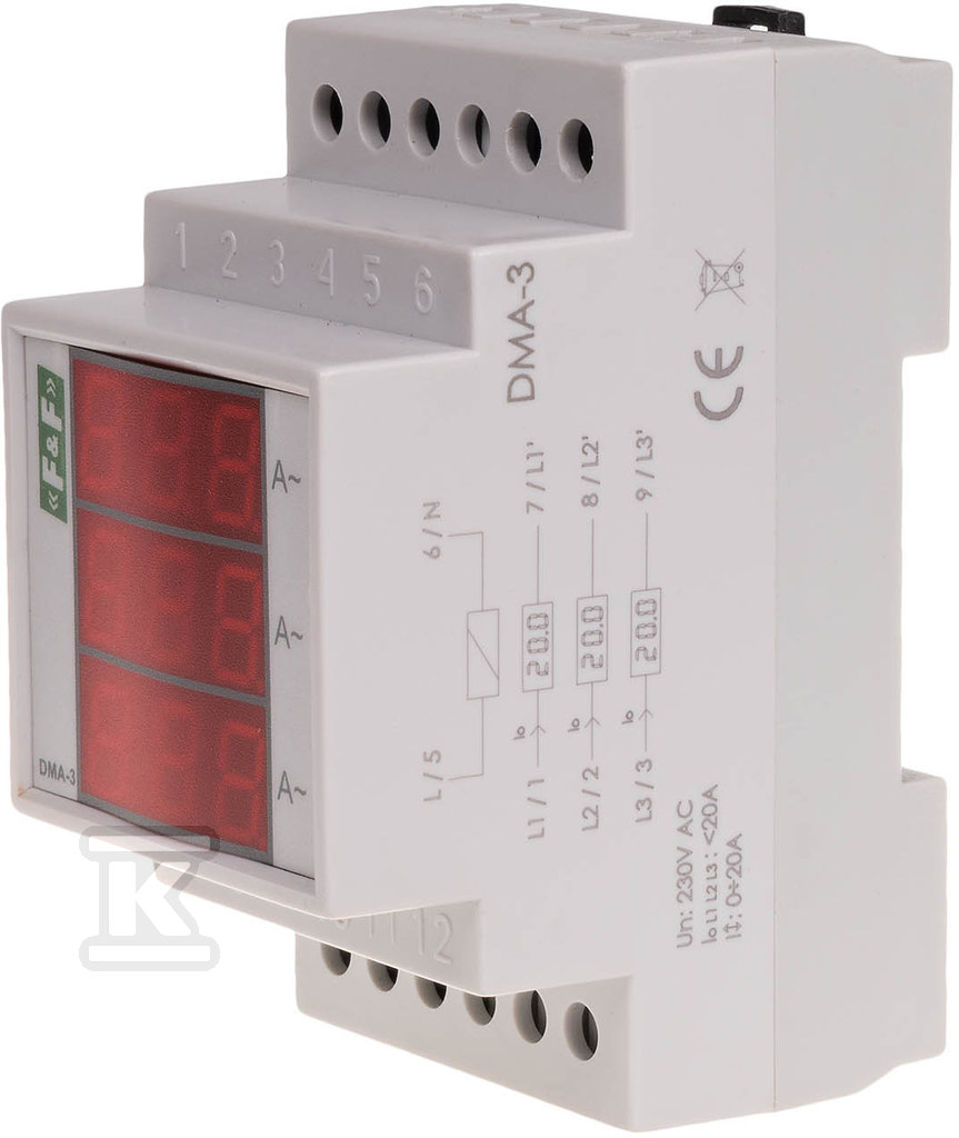 Digital current indicator, three-phase - DMA-3-75-5A