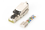 Wtyk modularny RJ45 kat.6A, PoE+, 10GbE, ekranowan y, zamykany, beznarzędziowy, dł.45mm, AWG 27-22