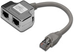 Adapter rozdzielacz LAN, ekranowany, kat.5e, 2x gn iazdo RJ45, 1x wtyk, długość 0.19m