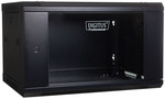 Szafa sieciowa wisząca 19" 6U rack 600x450, drzwi szyba, czarny, niedzielona, niezłożona, 60kg