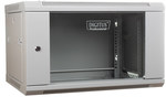 Szafa sieciowa wisząca 19" 6U rack 600x450, drzwi szyba, szary, niedzielona, niezłożona, 60kg