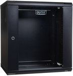 Szafa sieciowa wisząca 19" 12U rack 600x450, drzwi szyba, czarny, niedzielona, niezłożona, 60kg