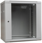 Szafa sieciowa wisząca 19" 12U rack 600x450, drzwi szyba, szary, niedzielona, niezłożona, 60kg