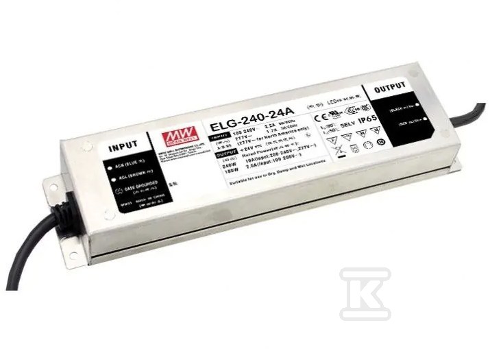 Alimentation LED Mean Well ELG-240-48 – 240W, Sortie 48V DC 5A, Entrée 100-305V AC – IP67 étanche