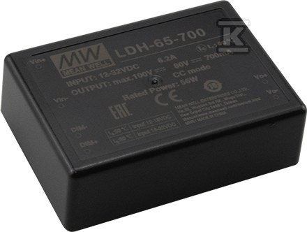 Driver LED DC/DC 9.5~32V/ 12.5~46V 1.4A - LDH-65-1400