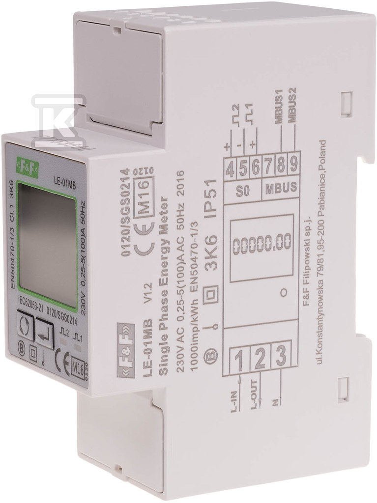 Jednofazowy licznik zużycia energii - LE-01MB