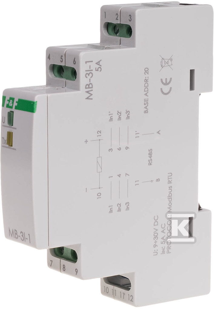 Current transducer with modbus rtu 15a - MAX-MB-3I-1-15A