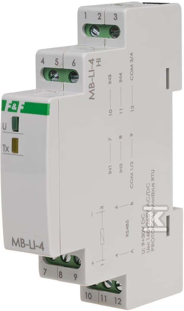 Licznik impulsów z wyjściem modbus rtu, - MAX-MB-LI-4HI