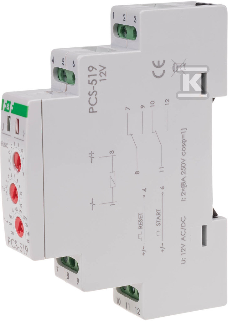 10-funkcijski vremenski relej, 2P - PCS-519-12V