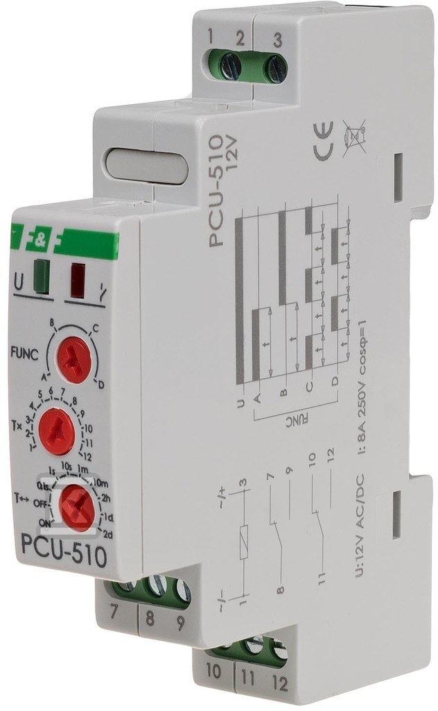 Vremenski relej, kontakt: 2xno/nc 12v - PCU-510-12V