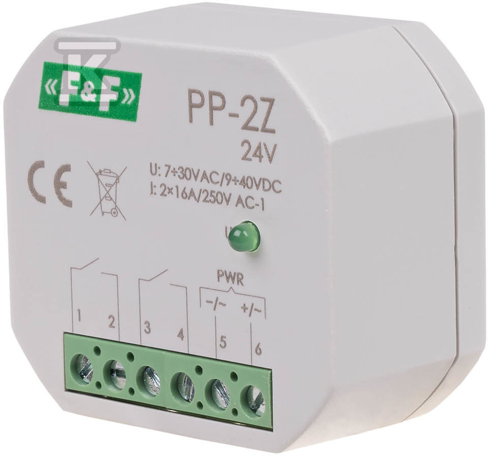 Електромагнітне реле, 2 NO 16A, - PP-2Z-24V