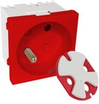 Modular electrical socket 2P+Z, 45x45, DATA with key, red ALANTEC