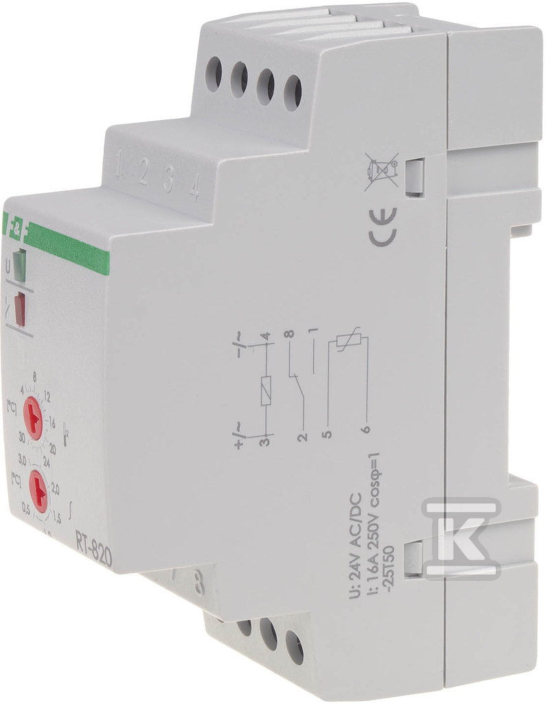 Regulátor teploty 24v, montáž na DIN - RT-820-24V