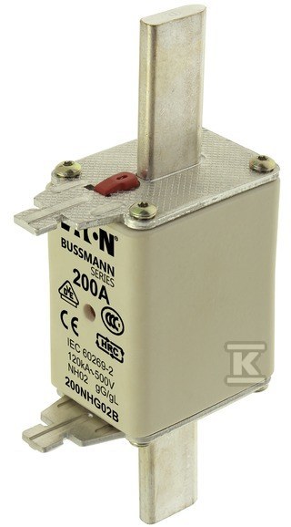 Fuse Link, LV, 200A, AC 500V, NH02, - 200NHG02B