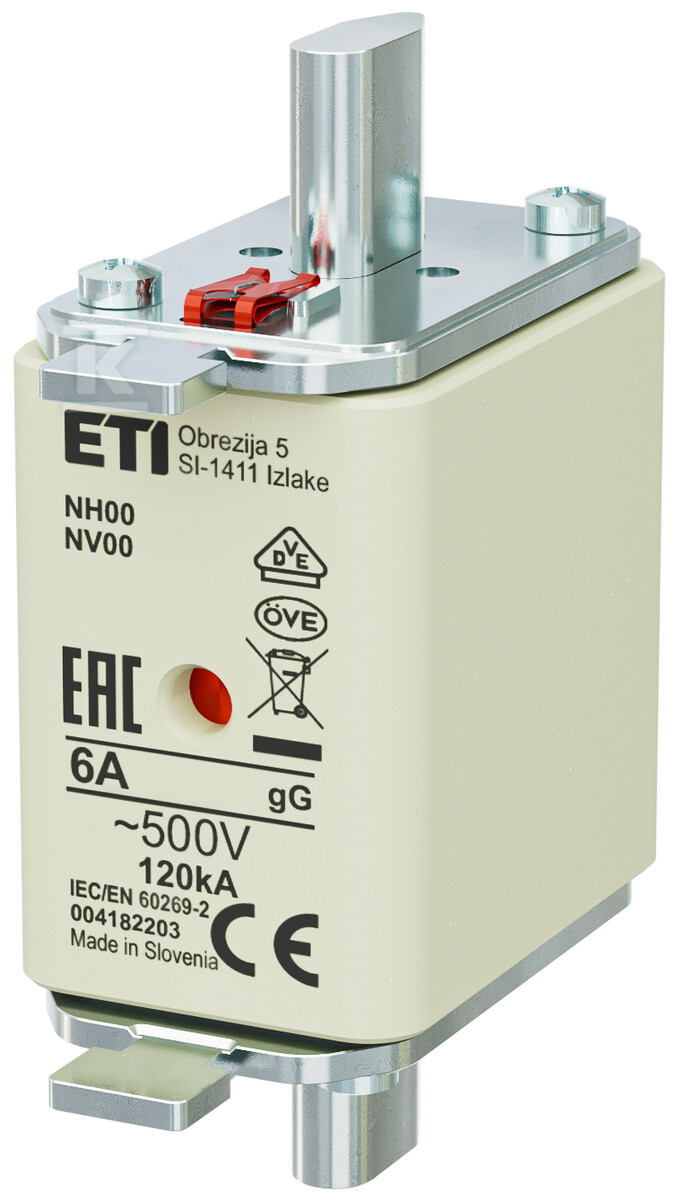 Вставка запобіжника - NH00 gG 6A/500V - - 004182203