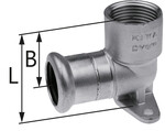 Kolano ścienne z uszami GW 1.4301 Inox - 18 Rp1/2" - L = 44 mm