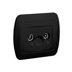 Роз'єм антени R-TV кінцевий сепарований: чорний матовий, AKORD