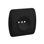 Розетка без заземлення, 16A, 250V~, гвинтові затискачі: чорний матовий, AKORD