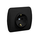 Розетка Schuko з заземленням, 16A, 250V~, гвинтові клеми: чорний матовий, AKORD