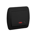 Проміжний вимикач з підсвічуванням, 10AX, 250V~, гвинтові клеми: чорний матовий, AKORD