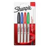 Перманентний маркер Sharpie Fine 1.0 мм 4 кольори: чорний, червоний, синій, зелений (футляр / блістер) /4пачка/