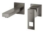 Bateria umywalkowa Grohe EuroCube 2-otworowa, jednouchwytowa, rozmiar S, brushed hard graphite, regulowany perlator, wylewka 171 mm, montaż ścienny