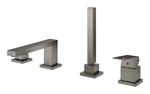 Bateria wannowa Grohe EuroCube 4-otworowa, jednouchwytowa, brushed hard graphite, montaż na brzegu wanny, głowica Ceramiczna 46 mm, przepływ w słuchawce - 6,6 l/min., metalowa dźwignia