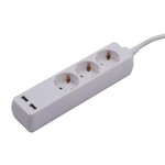 Przedłużacz 3 gniazda V-TAC 2 porty USB (3G 1.5MM2 X 5M) biały VT-1124