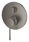 Bateria Essence jednouchwytowa do obsługi trzech wyjść wody, brushed hard graphite, montaż ścienny podtynkowy, głowica Ceramiczna 46 mm, metalowa rozeta, metalowa dźwignia, przełącznik trójdrożny