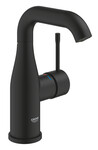 Змішувач для умивальника Grohe Essence M, керамічний картридж, витрата води 5,7 л/хв, поворотний вилив, без зливного комплекту, чорний
