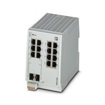 Managed Switch 2000 seria, 14 Porty RJ45 10/100/1000 Mb/s, 2 Porty SFP 100/1000 Mbit/s, stopień ochrony: IP20, Temperatura otoczenia (praca): -40 °C ... 70 °C, Zakres napięcia zasilania: 12 V DC ... 57 V DC, PROFINET Conformance Class B, Rozszerzony zakres temperatur, Proces rozwoju certyfikowany zgodnie z normą IEC 62443-4-1, Certyfikat produktu wg IEC 62443-4-2