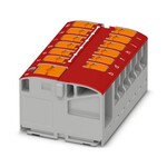 Blok rozdzielczy, napięcie znamionowe: 450 V, prąd znamionowy: 24 A, ilość przyłączy: 13, liczba biegunów: 1, rodzaj przyłącza: zaciski Push-in, Przekrój znamionowy: 2,5 mmsup2/sup, Wyprowadzenie, przekrój: 0,14 mmsup2/sup - 4 mmsup2/sup, Złącze zbiorcze, Przekrój znamionowy: 6 mmsup2/sup, przekrój: 0,5 mmsup2/sup - 10 mmsup2/sup, rodzaj montażu: zatrzaśnięcie na adapterze na szynę nośną, Montaż bezpośredni z kołnierzem, Jednostronnie podparty, kolor: czerwone
