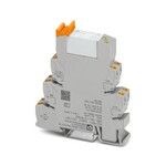 PLC-INTERFACE do wysokich prądów załączania, składa się ze złączki bazowej PLC-BPT.../ 1IC/ACT z połączeniami Push-in i wtykanego przekaźnika miniaturowego, do montażu na szynie DIN NS 35/7,5, maks. prąd załączania do 800 A, 1 zestyk zwierny, napięcie wejściowe 24 V DC