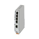 Wąski switch Ethernetowy, szeroki zakres temperatury, pięć portów RJ45 o szybkości 10/100/1000 Mb/s we wszystkich portach, automatyczne rozpoznawanie szybkości transmisji, funkcja autokrosowania i QoS