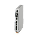 Wąski switch Ethernetowy, szeroki zakres temperatury, osiem portów RJ45 o szybkości 10/100 Mb/s we wszystkich portach, automatyczne rozpoznawanie szybkości transmisji, funkcja autokrosowania i QoS