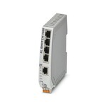 Wąski switch Ethernetowy, 5 portów RJ45 z szybkością 10/100/1000 Mb/s we wszystkich portach, automatyczne rozpoznawanie szybkości transmisji, funkcja autokrosowania i QoS