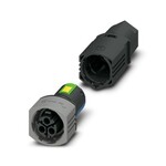 Złącze, rodzaj przyłącza: Zacisk typu push-lock, liczba biegunów: 2+PE, Gniazdo, 0,5 mmsup2/sup ... 2,5 mmsup2/sup, 500 V, 20 A, PA, czarny, kodowanie: P, zewnętrzna średnica przewodu: 6 mm ... 9 mm i 8 mm ... 13 mm