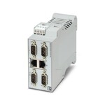 GW PN/MODBUS... umożliwia dwukierunkową komunikację pomiędzy protokołami PROFINET i Modbus. Obejmuje dwa złącza RJ45 i cztery złącza D-SUB 9.