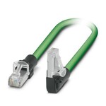 Kabel krosowe, RJ45/IP20 proste na RJ45/IP20 prawo, długość kabla: 2 m, liczba biegunów: 4, 100 Mbit/s, CAT5, 1x4xAWG22/7, SF/TQ, zielony RAL 6018
