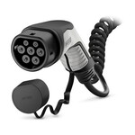 Kabel ładowania AC, 32 A trwale, 480 V AC, z wtykiem ładowania pojazdu i wolnym końcem, kabel: 5 m, czarny, spiralna, z osłonką, obudowa: czarny, szary, Logo PHOENIX CONTACT, IEC 62196-2, do ładowania prądem przemiennym (AC) pojazdów elektrycznych (EV) z gniazdem ładowania pojazdu typu 2 CHARX connect comfort, Typ 2
