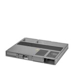 Modułowy switch gigabitowy Ethernet z gniazdami na dwadzieścia cztery porty miedziane 10/100/1000 MB/s lub porty SFP 100/1000 MB/s oraz cztery porty SFP 1000/10,000 M/s z wymiennymi podczas eksploatacji modułami w części tylnej