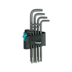 Zestaw kluczy kątowych, Torx, metryczny, TX 8, 9, 10, 15, 20, 25. 27, 30, 40 mm, 9-częściowy, powierzchnia BlackLaser, w praktycznej oprawie