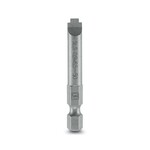Końcówka wkrętakowa, szczelinowy, stopniowany, nasadka E6,3-1/4, do śrub z gniazdami pomiarowymi, wielkość: 0,9 x 6,5 x 50 mm, hartowana, odpowiedni do uchwytów wykonanych zgodnie z normą DIN 3126-F 6,3 / ISO 1173