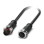 Kabel czujnika/urządzenia wykonawczego, 4-bieg., PUR bez halogenów, czarno-szary (RAL 7021), Wtyki proste M12 Push-Pull, kodowanie: A, na Gniazdo proste M12 Push-Pull, kodowanie: A, długość kabla: 1,5 m