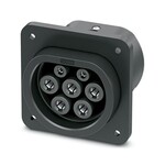 CHARX connect modular, Typ 2, Gniazdo stacji ładowania, 32 A , 480 V AC, Basic, bez pojedynczych przewodów, kwadratowa, Montaż na tylnej ściance, Gwint M5, obudowa: czarny, bez siłownika blokady, do ładowania pojazdów elektrycznych (EV) prądem przemiennym (AC), Logo PHOENIX CONTACT, IEC 62196-2, UWAGA! Ta wersja artykułu nie zawiera siłownika blokady.