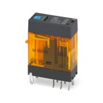 Wtykowy przekaźnik miniaturowy z mechanicznym wskaźnikiem położenia zestyków, Przyłącze FASTON, 2 zestyki przełączne, wskaźnikiem stanu: LED (żółta), Dioda gasząca, Napięcie wejściowe: 24 V DC