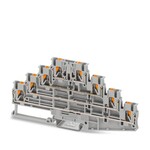 Złączka odłącznikowa, napięcie znamionowe: 500 V, Termiczny prąd długotrwały Isubth/sub: 18 A, rodzaj przyłącza: zaciski Push-in, Przekrój znamionowy: 2,5 mmsup2/sup, przekrój: 0,14 mmsup2/sup - 4 mmsup2/sup, montaż: NS 35/7,5, NS 35/15, kolor: szary