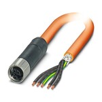 Kabel mocy, 5-bieg., PUR bez halogenów, pomarańczowy RAL 2003, ekranowany (Advanced Shielding Technology), wolny koniec przewodu, na Gniazdo proste M12, kodowanie: K, długość kabla: 2 m, do prądu przemiennego do 16 A/690 V