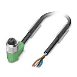 Kabel czujnika/urządzenia wykonawczego, 4-bieg., PCW, czarny RAL 9005, wolny koniec przewodu, na Gniazdo kątowy M12, kodowanie: A, długość kabla: 1,5 m